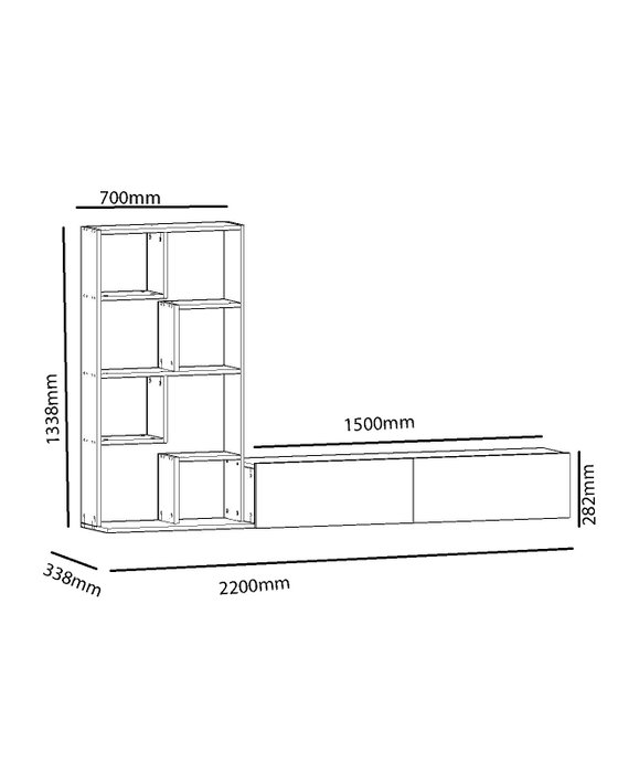 Hanah Home Mueble de TV Blanco de 220 cm